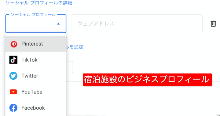 宿泊施設のビジネスプロフィールに「インスタグラム（Instagram）」を設定出来ないバグ？